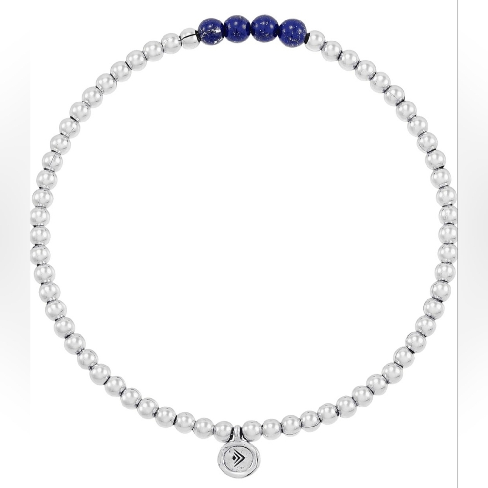 Silpada 925 Sterling Silver 'Loyalty' Natural Lapis Lazuli Stretch Bracelet